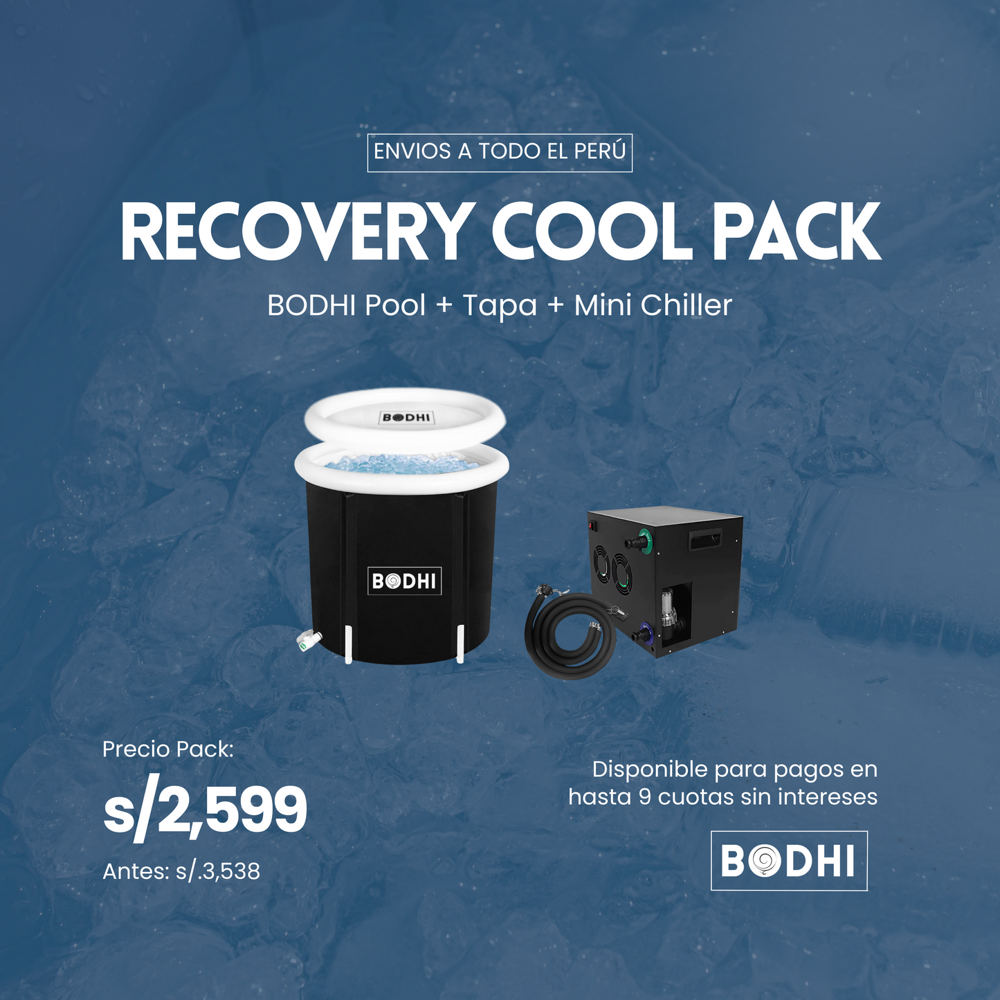 Recovery Cool Pack – Icebath portátil + Mini Chiller automático